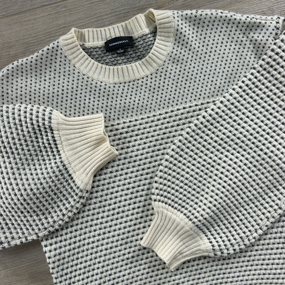 Summersalt Sweater Womens Size S Ivory Gray‎ Wool Cashmere Luxe Mix Stitch Knit